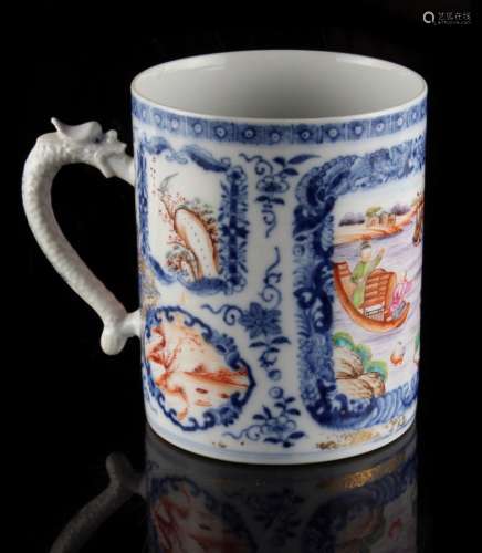 Property of a lady - an 18th century Chinese famille rose mug, with stylised dragon handle, 4.