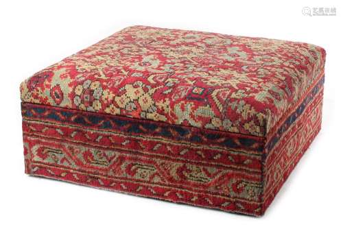 Property of a lady - a large square box ottoman stool with antique Turkish carpet covering,