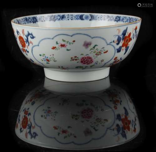 Property of a deceased estate - a Chinese Imari punch bowl, 18th century, three hairlines, 10.