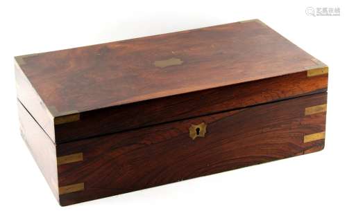 Property of a gentleman - a Victorian rosewood & brassbound writing box, 18ins. (46cms.) wide.