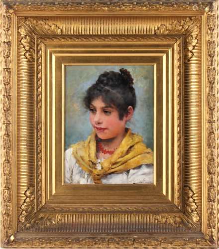 Property of a deceased estate - Leo A. Malempre (1860-1901) - PORTRAIT OF A YOUNG LADY - oil on