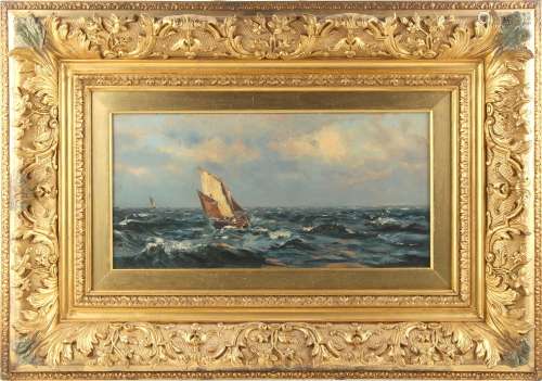 Property of a deceased estate - Henry Moore (1831-1895) - FISHING BOATS IN A SWELL - oil on