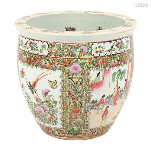 Property of a lady - a Chinese Canton famille rose fish bowl planter, late 20th century, 14.5ins. (