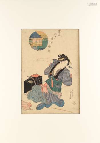 Utagawa Kunisada I (1786-1865) - HORINOUCHI, from EDO TIE-DYING IN THE MODERN STYLE - woodblock