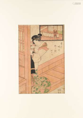 Utagawa Kunisada I (1786-1865) - UNO KOKU AT YOSHIWARA - woodblock print, oban, mounted but