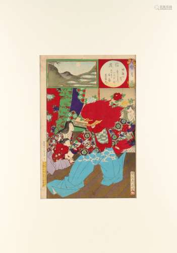 Toyohara Chikanobu (1838-1912) - SHINANO, from SNOW, MOON AND FLOWERS - woodblock print, oban,