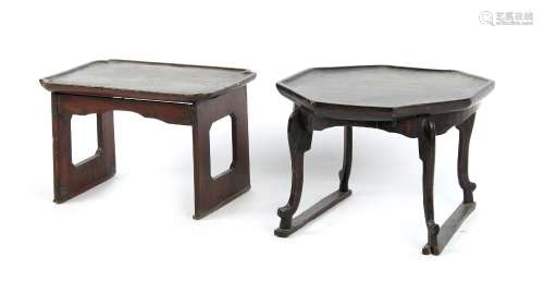 Property of a gentleman - two Chinese provincial low tables or stands, both probably 19th century,