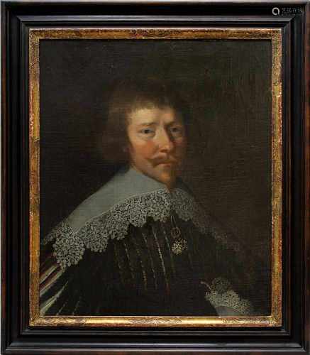 Flämischer Bildnismaler, Portrait eines 40-jährigen Edelmannes, fein gemaltes Bildnis eines Herrn