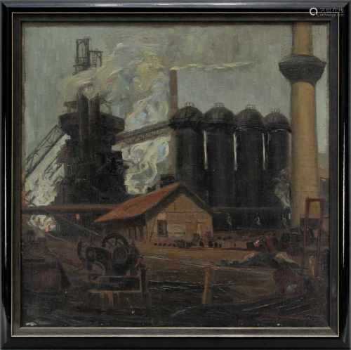Hagen, Willy, Industriemaler um 1920, Hüttenansicht, Öl auf Leinwand, re. u. signiert und datiert (