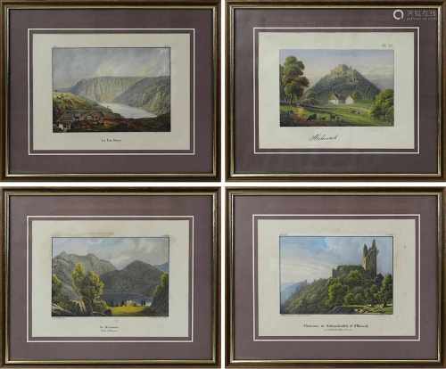 4 Lithografien, handkoloriert nach Jacques Rothmüller (Colmar 1804 - 1862), bei Hahn & Vix, Colmar