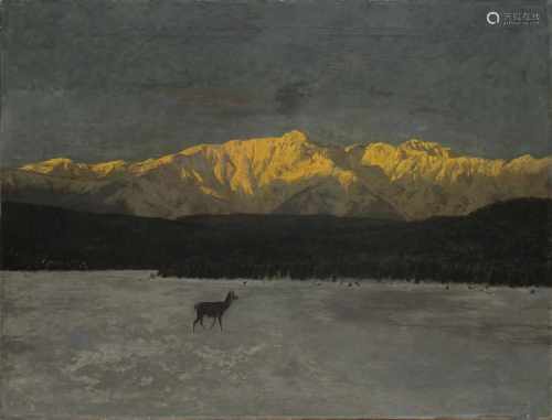 Schmitzberger, Josef (München 1851-1936 München), Winterliche Alpenlandschaft in der Abendsonne,