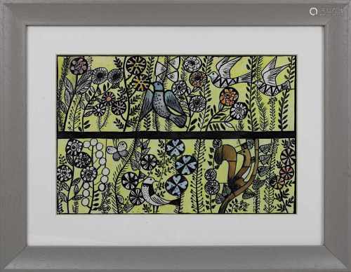 Lehoczky, György (Vihnye/Ungarn 1901 - 1979 Saarbrücken), Blumen und Tiere, Aquarell-Mischtechnik,