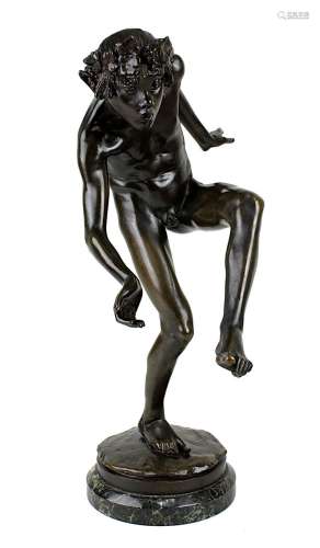 Seffner, Carl Ludwig (Leipzig 1861-1932 ebd.), Junger Faun, Bronzefigur eines jungen Faunes mit
