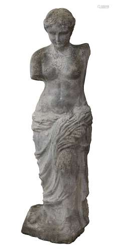 Venus von Milo, Steingussfigur nach dem antiken Vorbild, 2.H.20.Jh., mit schöner Gartenpatina,