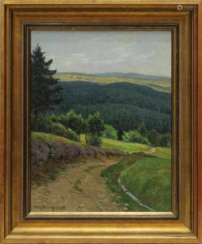 Müller-Kaempff, Paul (Oldenburg 1868 - 1941 Berlin), Blick über den Feldweg ins sommerliche Tal,
