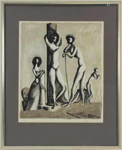 Zimmermann, Mac (1912 Stettin - 1995 München), Figuren I, Lithographie 1963, 46 x 38,5 cm (