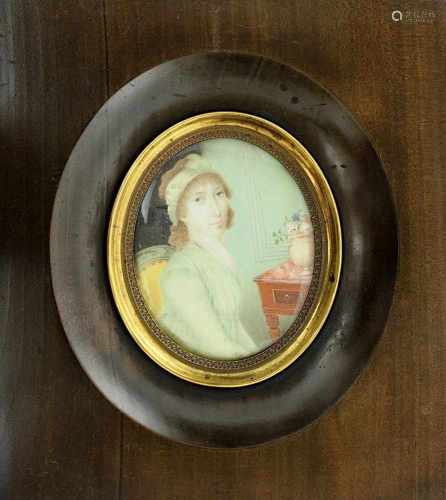 Miniaturmaler um 1800, Porträt einer Dame aus der Verwandtschaft der Familie von Madroux, wohl auf