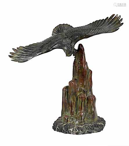 Carvin, Louis Albert ( frz. Bildhauer 1875 -1951), Adler über Felsen, Bronzefigur