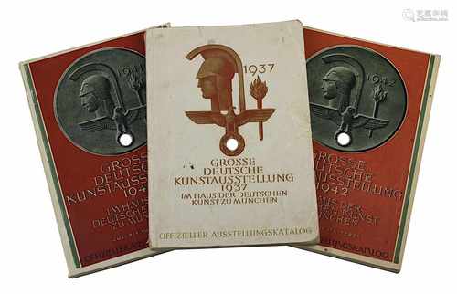 Drei Kataloge Grosse Deutsche Kunstausstellung 1937, 1941 und 1942, Haus der Deutschen Kunst zu