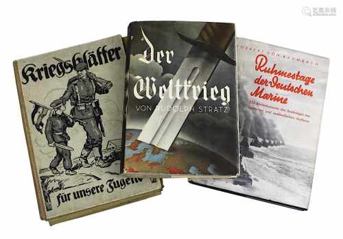 Drei Bücher zum Ersten Weltkrieg: Kriegsblätter für unsere Jugend 1915 Mappe mit Lieferung 1-26; Von