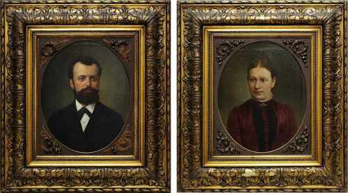 Portraitmaler Deutschland, zweite Hälfte 19. Jh., Paar Portraits, Dame und Herr, fein gekleidet,
