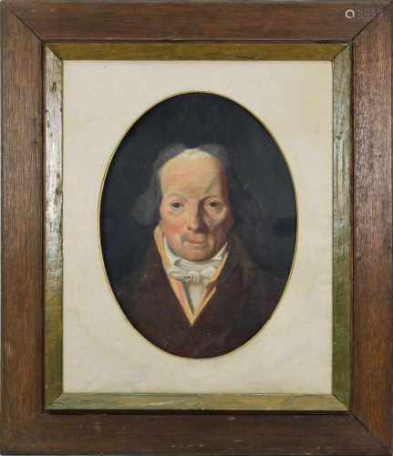 Portraitmaler 1. H. 19. Jh., Portrait eines älteren Herrn als Schulterstück, Öl auf Leinwand, 46 x