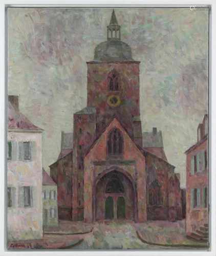 Collman, Helmut (Rehlingen 1918 - 1996 Saarbrücken), Stiftskirche St. Arnual, Öl auf Leinwand, links