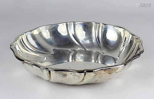 Silberschale, Gewürzgarnitur und 3 Gefäße mit Silberrand, bestehend aus: Schale aus 800er Silber,