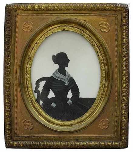 Schattenriss um 1840/50, Halbfigur der Caroline von Madroux geb. Gräfin zu Leiningen-Westerburg (