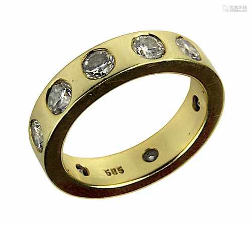 Memory-Ring aus 585 Gelbgold mit 8 Diamanten im Brillantschliff, zus. ca. 1,60 ct, weiß, s -