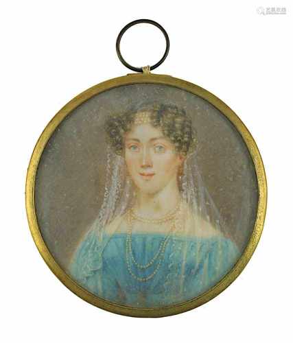 Miniaturmaler 1. Dr. 19. Jh., Porträt der Freiin Louise von Madroux, geb. Freiin von Gerardi-Castell