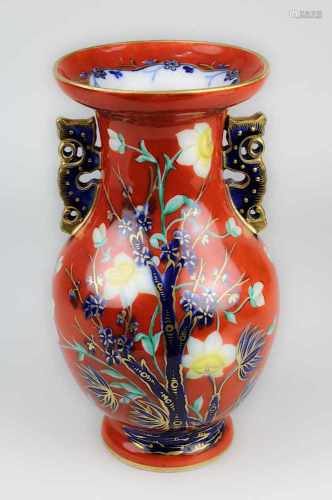 Porzellanvase im asiatischen Stil, Frankreich 2. H. 19. Jh., Porzellan weißer Scherben, Balusterform