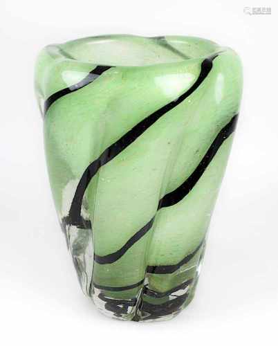 Barovier & Toso Vase A Spirale, Entwurf Ercole Barovier um 1940, schwerer trichterförmiger