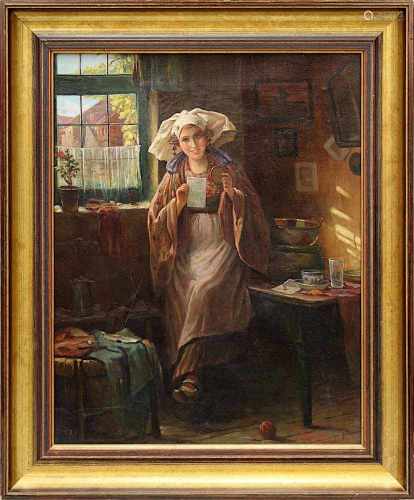 Kalla, G., Genremaler Deutschland/Österreich um 1900, Junge Frau in Trachtenkleidung im