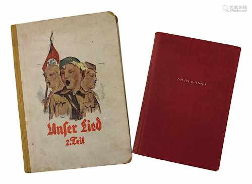 Zwei Bücher: Adolf Hitler, Mein Kampf, zwei Bände in einen Band, Dünndruck, Zentralverlag der NSDAP,
