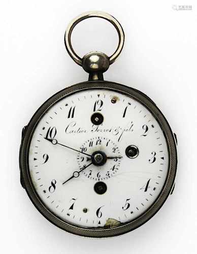 Französische Spindeltaschenuhr mit Weckerwerk, Cartier Perret & Fils, erste Hälfte 19. Jh.,