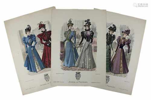 Sammlung von 80 Modestichen, Paris um 1880, in Farbe, Journal le printemps, Blattgröße je 38,5 x