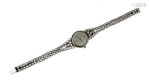 Milus Platin-Brillant-Damen-Armbanduhr, 950er Platingehäuse mit Quarzwerk und Saphirglas,