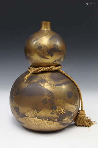 Japanese double gourd lacquer vase.