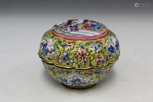 Chinese enamel on copper box.