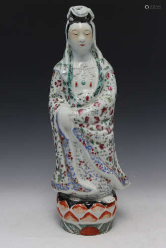 Chinese famille rose porcelain figure of Guanyin, mark
