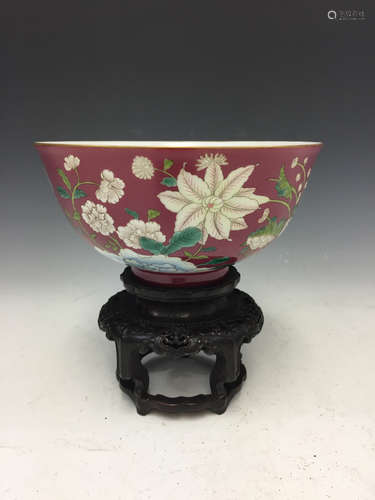 Chinese famille rose porcelain bowl, Yongzheng mark.