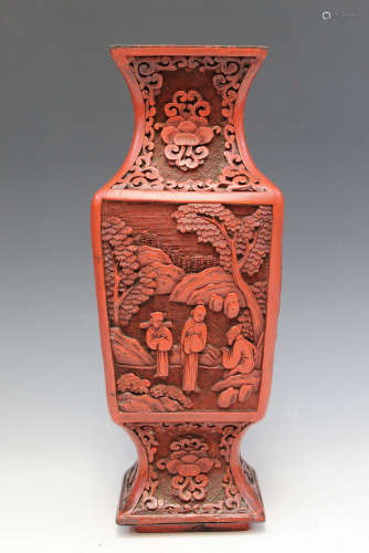 Chinese carved cinnabar vase.