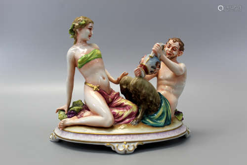 Antique Capodimonte Figurines Mythological Satyr and