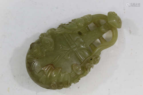 Chinese carved yellow jade toggle.