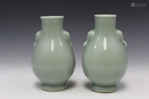 Pair of Chinese celadon porcelain vases, mark on the