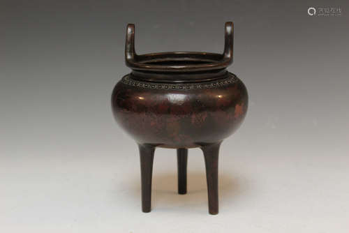 Japanse bronze incense burner, maker's mark on the