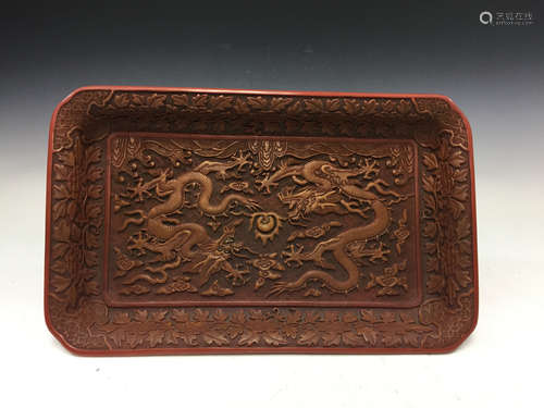 Chinese cinnabar platter.