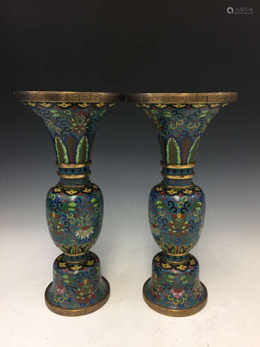 Pair of Chinese cloisonne vases.