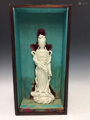 Chinese blanc de chine porcelain figure of Guanyin.